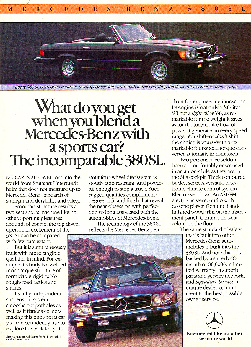 1985 Mercedes R107 380SL